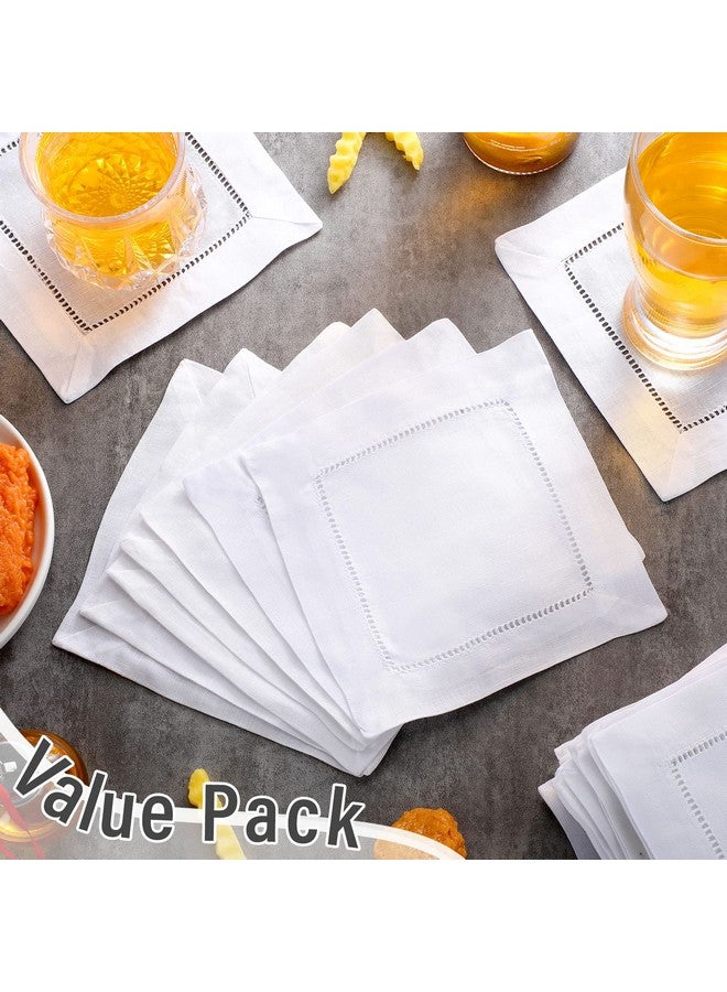 Jerify Linen Cocktail Napkins Bulk 6 x 6 Inch Cloth Hemstitch Fabric Napkins for Party Wedding Bar Beverage Coffee Dessert(White,80 Pcs) - Image 5