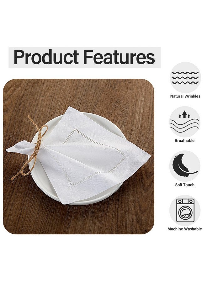 Jerify Linen Cocktail Napkins Bulk 6 x 6 Inch Cloth Hemstitch Fabric Napkins for Party Wedding Bar Beverage Coffee Dessert(White,80 Pcs) - Image 4