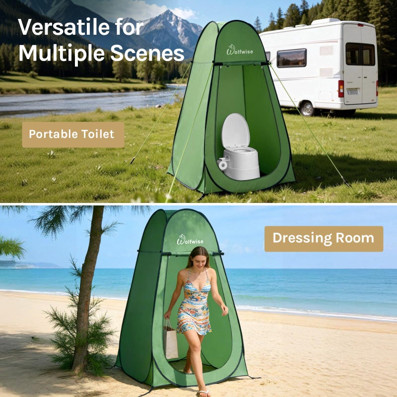 Wolfwise Pop Up Shower Tent, Portable Instant Changing Tent with Ventilation Window & Carry Bag, Privacy Bathroom Toilet for Beach, Camping & Outdoor, Width 40 ", Height 75 ", Green - Image 5