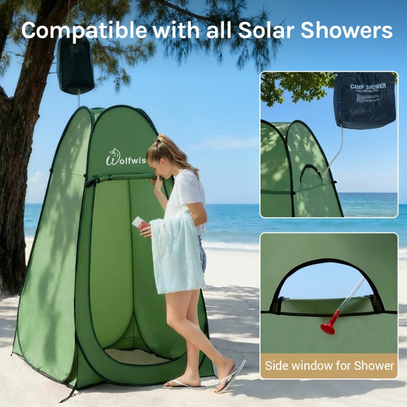 Wolfwise Pop Up Shower Tent, Portable Instant Changing Tent with Ventilation Window & Carry Bag, Privacy Bathroom Toilet for Beach, Camping & Outdoor, Width 40 ", Height 75 ", Green - Image 4