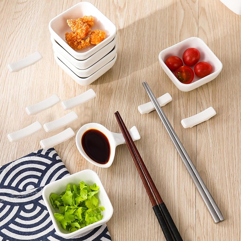 KFZDCG 12 Pcs Ceramic Chopsticks Holder, White Chopstick Rest Chopsticks Stands for Chinese Food, Home, Hotel, Resta - Image 3