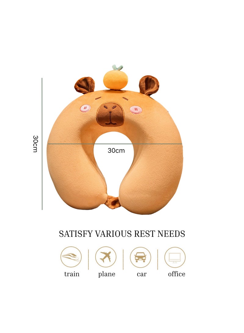 GoldenLike  وسادة سفر، وسادة رقبة ناعمة من الألياف الدقيقة، وسادة أطفال خفيفة الوزن محمولة، مسند رأس، دعم للرقبة على شكل حرف U، للطائرة، السيارة، المنزل، المكتب - Image 4
