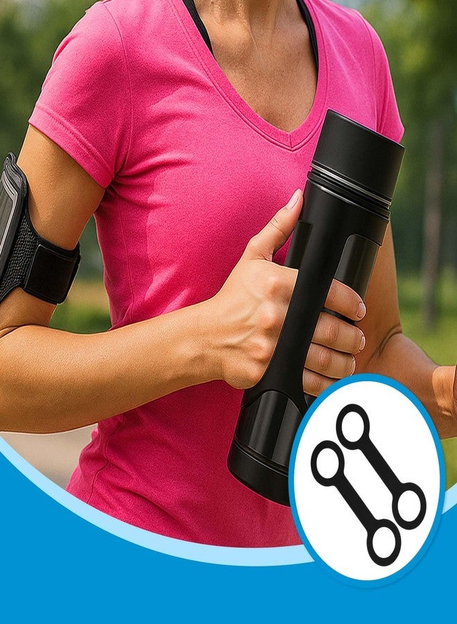 مجموعة ملحقات زجاجة الماء من KAKUPPA، قطعتان، مقبض سيليكون مانع للانزلاق يجعل أي زجاجة محمولة باليد، حامل شريط ناعم مناسب للتمارين الرياضية في الصالة الرياضية (أسود، قطعتان) - Image 3