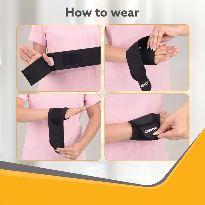 AGARO Wrist Brace with Thumb Loop for Sports, Injuries, Cross Fit Pain Relief, Wrist Workout, Hand Grip Straps, For Men and Women, Universal Size, Black - Image 5