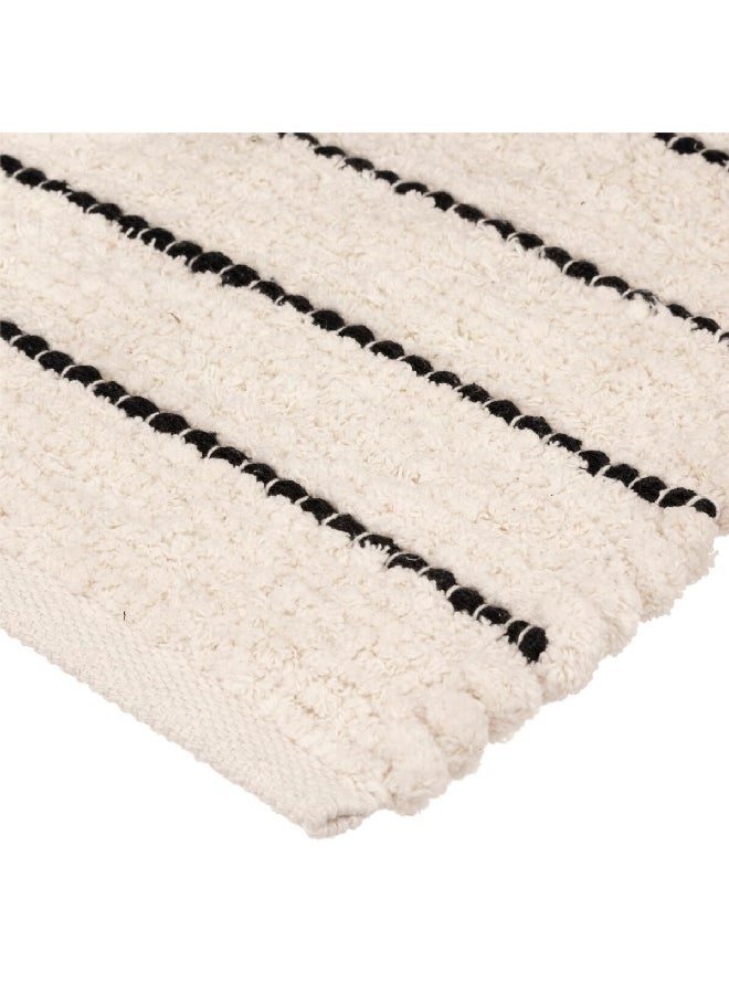 Five Simply Smart Striped Pattern Microfiber Cotton Bath Mat Ivory and Black 50 x 120 cm 174726 - Image 2