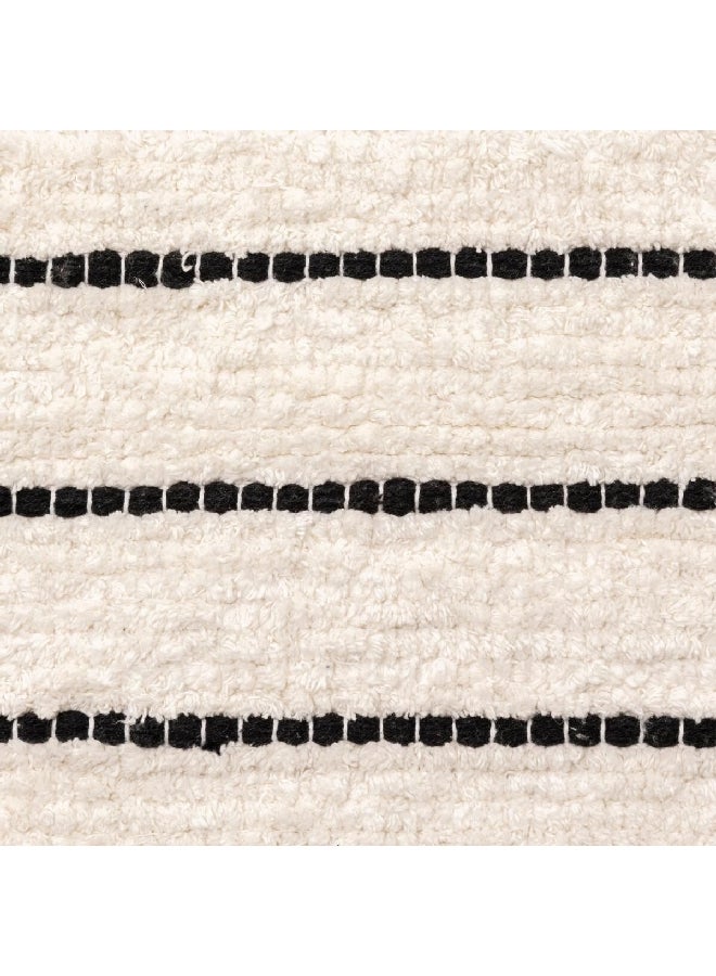 Five Simply Smart Striped Pattern Microfiber Cotton Bath Mat Ivory and Black 50 x 120 cm 174726 - Image 3
