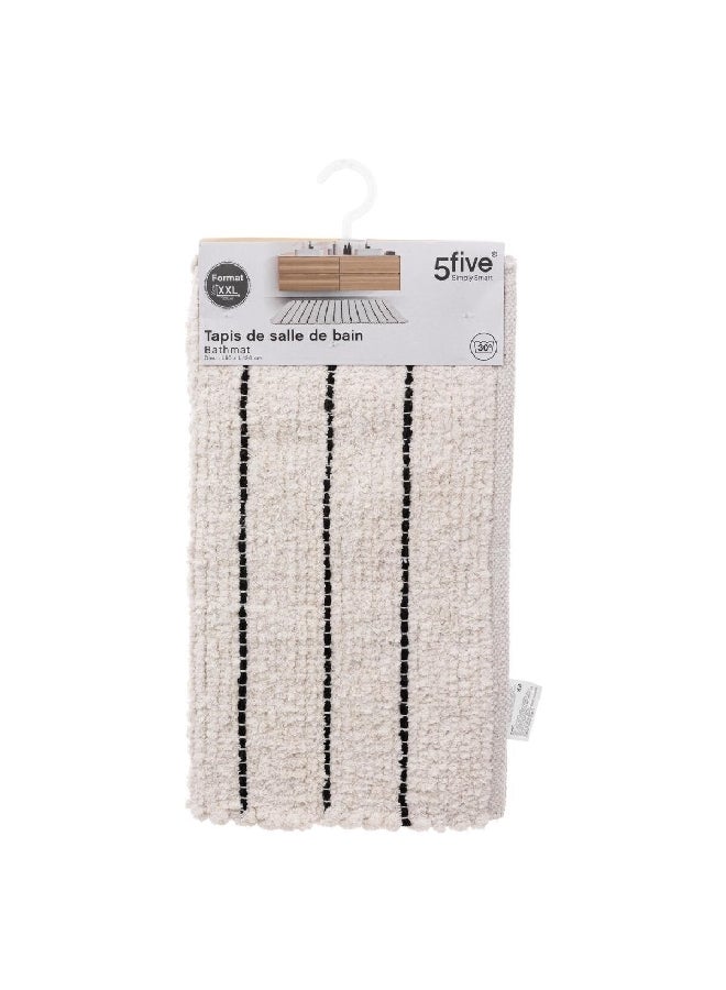 Five Simply Smart Striped Pattern Microfiber Cotton Bath Mat Ivory and Black 50 x 120 cm 174726 - Image 4