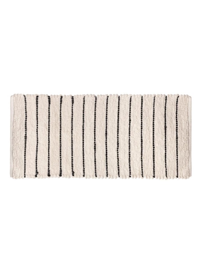 Five Simply Smart Striped Pattern Microfiber Cotton Bath Mat Ivory and Black 50 x 120 cm 174726 - Image 1