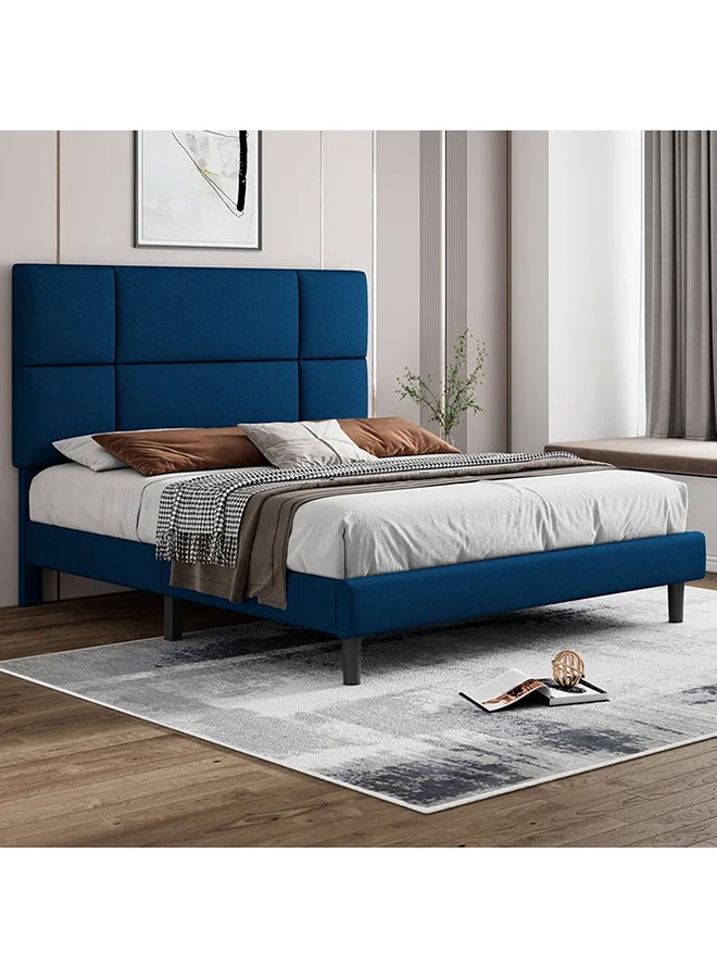 A to Z Furniture Lombardi Upholstered Bed 200x200cm Super King Bed in Blue Color  - Image 1