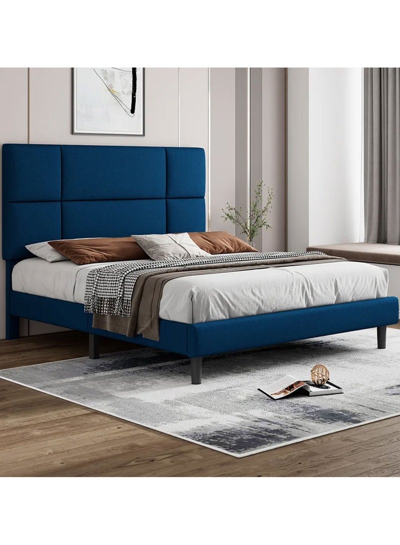 A to Z Furniture Lombardi Upholstered Bed 200x200cm Super King Bed in Blue Color  - Image 2