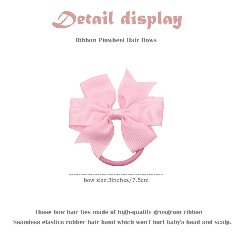 CellElection 40Pcs Baby Girls 3'' Boutique Grosgrain Ribbon Hair Bows Elastic Hair Ties Ponytail Holder Hair Bands in Pairs for Girls Toddlers Kids Children Teens - Image 3