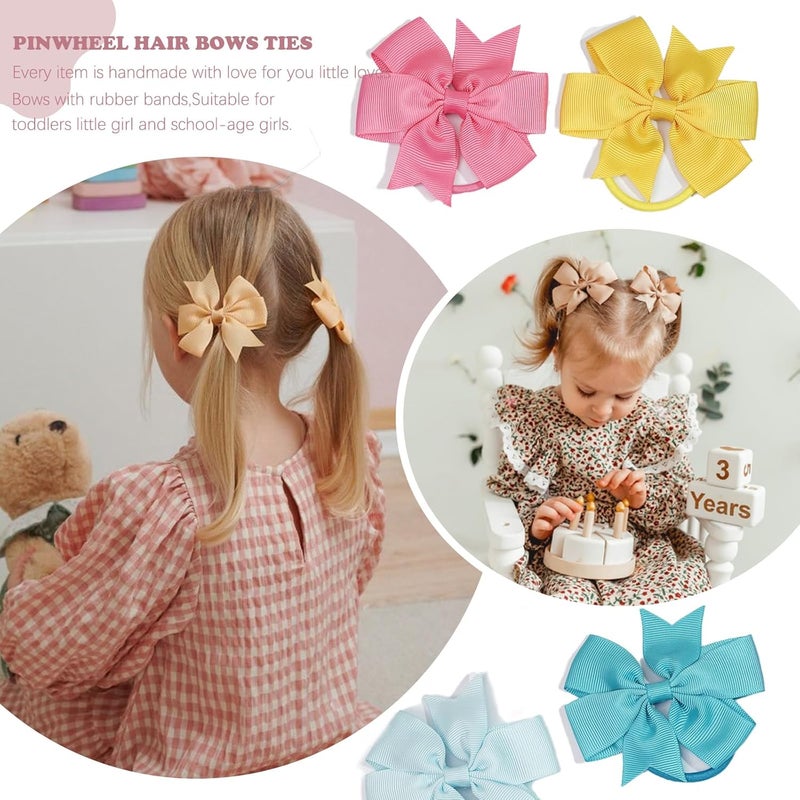CellElection 40Pcs Baby Girls 3'' Boutique Grosgrain Ribbon Hair Bows Elastic Hair Ties Ponytail Holder Hair Bands in Pairs for Girls Toddlers Kids Children Teens - Image 2