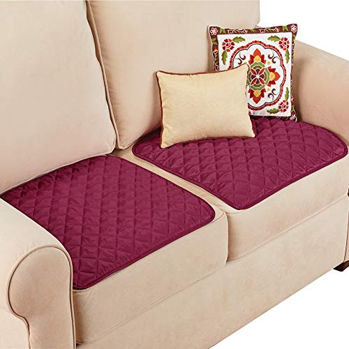 Collections Etc Quilted Waterproof Seat Protector - Set of 2 - Machine Washable, Use for Indoor or Outdoor Seating, Burgundy - Image 1
