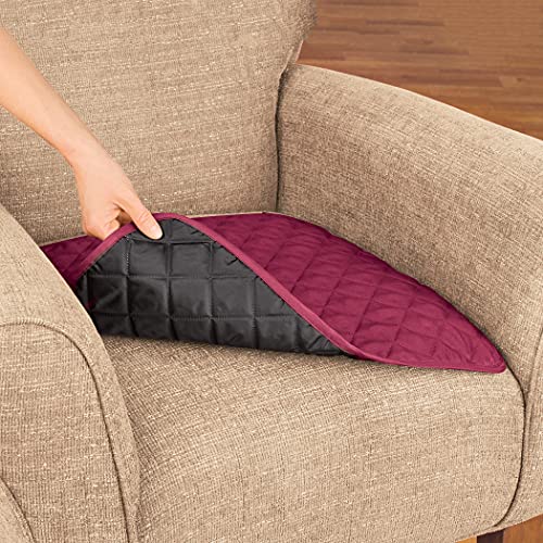 Collections Etc Quilted Waterproof Seat Protector - Set of 2 - Machine Washable, Use for Indoor or Outdoor Seating, Burgundy - Image 3