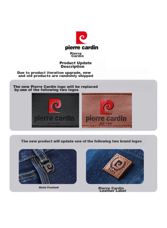 بيير كاردان Pierre Cardin بنطال رجال الجينز، قطن ربيعي قابل للتمدد قابل للتنفس ضيق مناسب للعمل بساق مستقيمة، أزرق غامق، المقاس 33 - Image 3