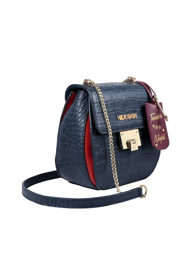 Hidesign Womens Leather Sling Bag- Mn Blue - Image 3