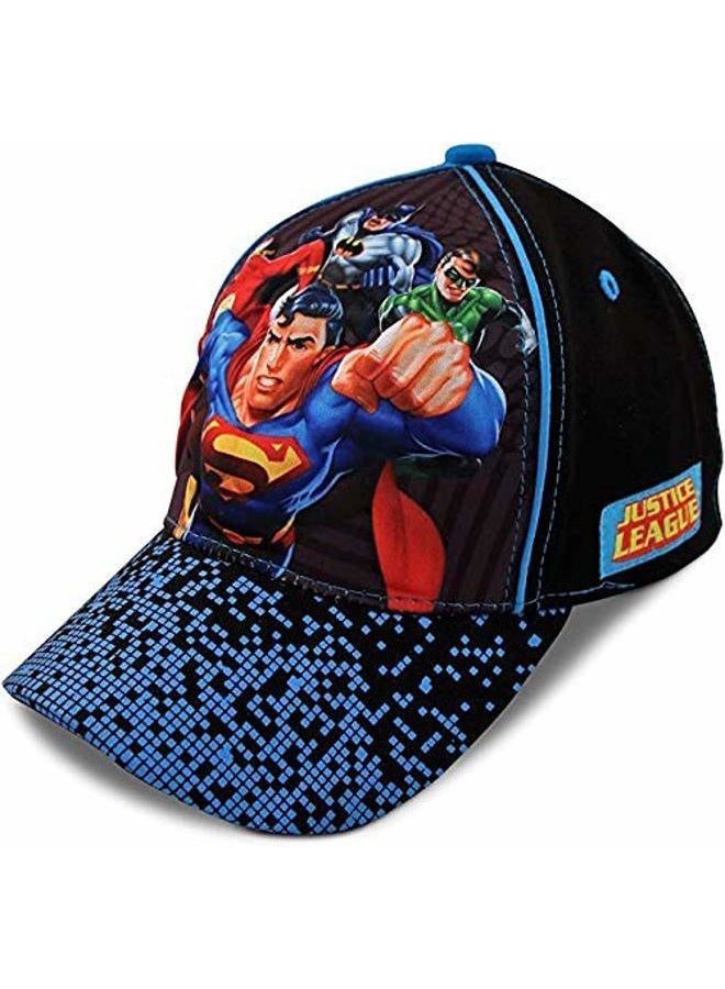 Boys Baseball Cap with 3D POP: Batman, Superman and Justice League (Ages 2-7), Justice League Black, 2-4T