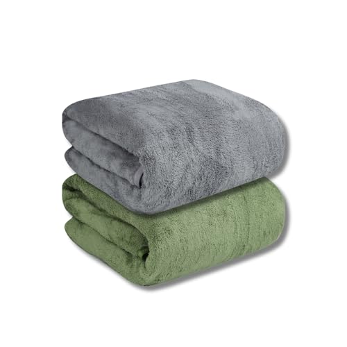 Fezora® Large Bath Towels for Men & Women | Microfiber Bath Towel | Soft, Absorbent, Quick-Dry Towel (Pack of 2, Grey & Pista) - Image 1
