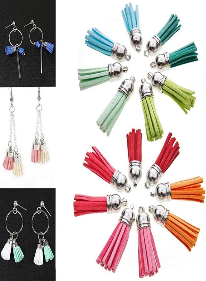 Evaluemart Pack of 25Pcs Leather Suede Tassel with Silver Caps, for Keychain Cellphone Straps Jewelry Charms,Suede Leather Tassels DIY Accessories - Image 5