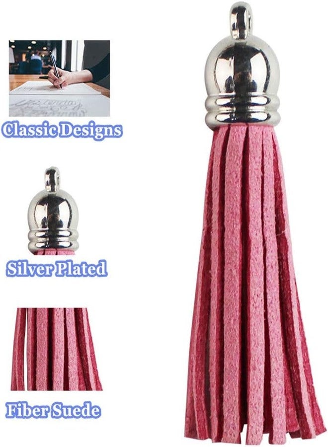 Evaluemart Pack of 25Pcs Leather Suede Tassel with Silver Caps, for Keychain Cellphone Straps Jewelry Charms,Suede Leather Tassels DIY Accessories - Image 3