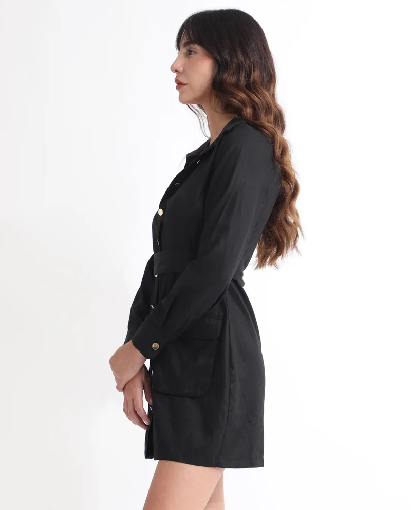 Rareism Women's Effortlessly Chic Shirt Collar Shirt Dress