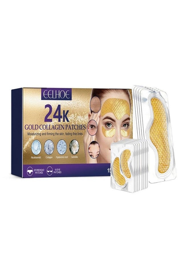 BEUKING Collagen 24k Gold Forehead Patch Eye Patch Anti Wrinkle Anti Aging Forehead Pad Skin Lifting Firming Tightening Moisturizing (24 k Gold) - Image 1