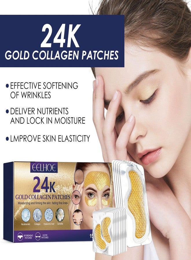 BEUKING Collagen 24k Gold Forehead Patch Eye Patch Anti Wrinkle Anti Aging Forehead Pad Skin Lifting Firming Tightening Moisturizing (24 k Gold) - Image 2