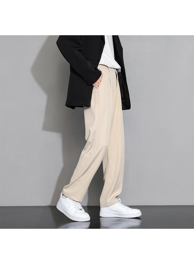 Foss Phil Casual Pants For Men, Spring And Summer Loose Straight-leg Trousers, Draping Wide-leg Pants, Sports Dress Pants, Khaki, XL - Image 4
