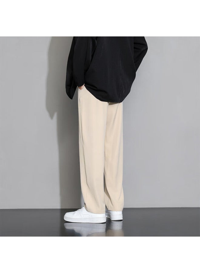 Foss Phil Casual Pants For Men, Spring And Summer Loose Straight-leg Trousers, Draping Wide-leg Pants, Sports Dress Pants, Khaki, XL - Image 3