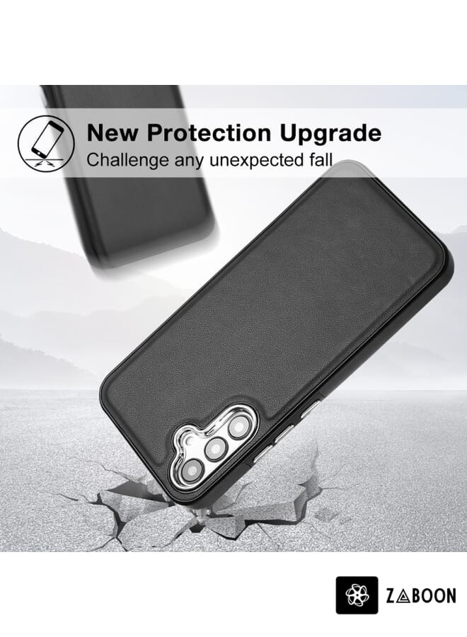 Zaboon غطاء حماية لهاتف سامسونج جالاكسي A34 5G بنسيج جلدي تغطية كاملة - Image 3