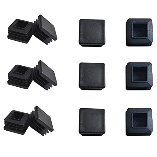 ZYYC 12 Pack 25mm(1') Black Plastic Square Plug, 25mmx25mm(1"x1") Tubing Plug 1x1 Tube End Cap, Suitable for 1 Inch Square Metal Tube - Image 1