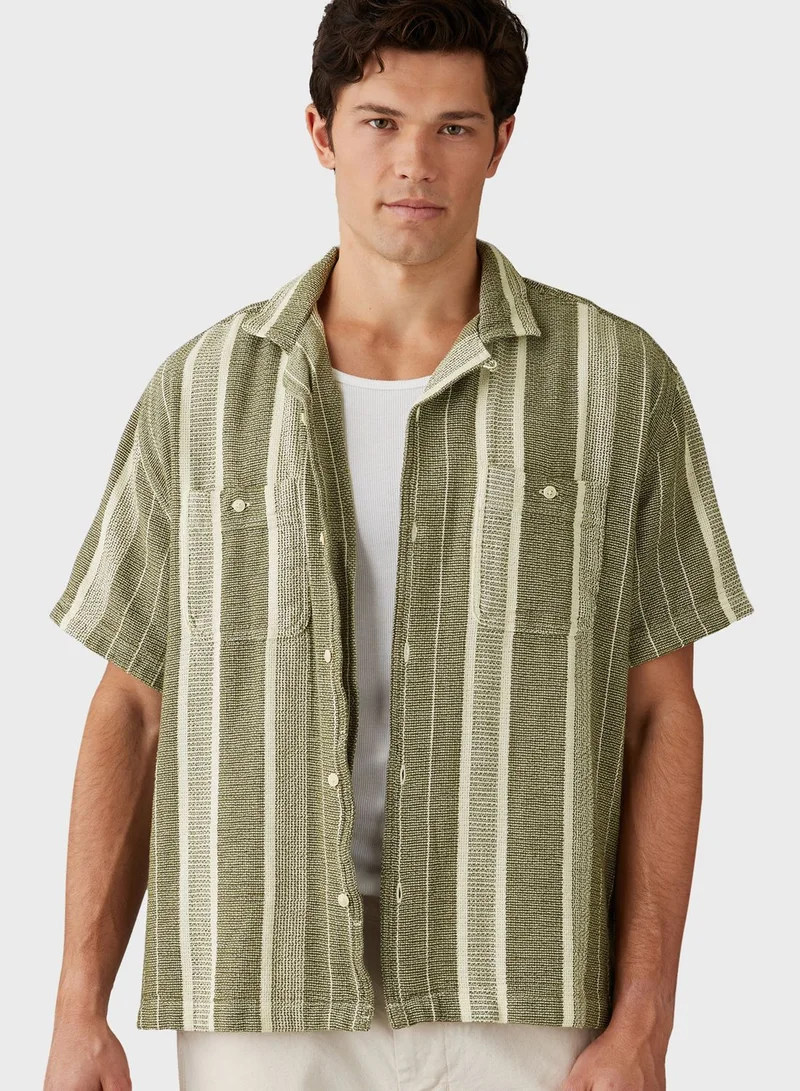 امريكان ايجل Striped Relaxed Fit Button Down Shirt