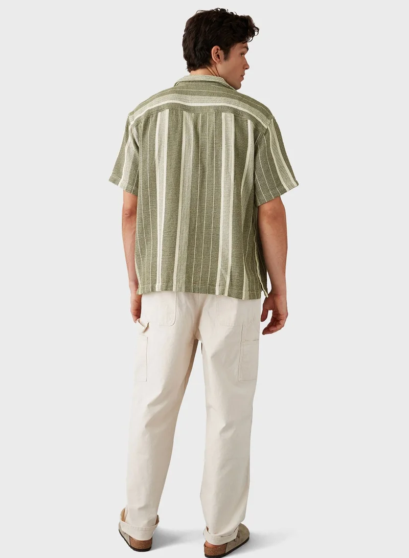امريكان ايجل Striped Relaxed Fit Button Down Shirt
