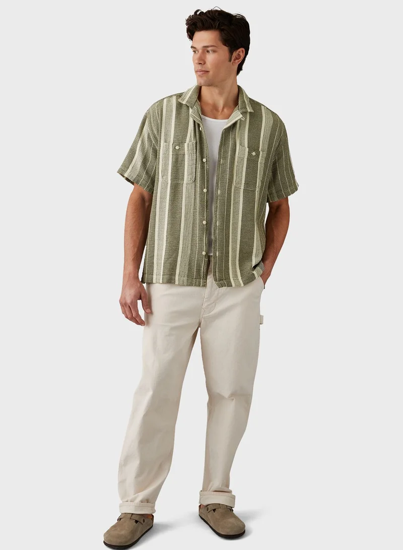امريكان ايجل Striped Relaxed Fit Button Down Shirt