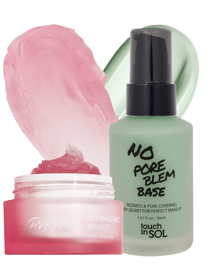 Touch in Sol - TOUCH IN SOL Icy Sherbet Primer  Redness Correcting Base Set  Silicone Free Pore Minimizing Primer  Tone Neutralizing before Foundation 101  101 floz - Image 1