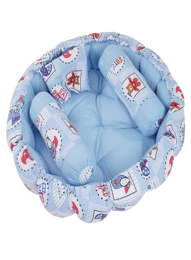KooKyKooby Extra Soft Baby Bedding with Pillows Round 0-3 Months 86 cms (Blue03) - Image 1