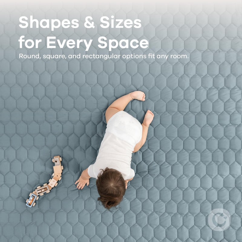Comfy Cubs Square Kids Play Mat - 56 x 56 inches Soft Quilted Baby Floor Mat with Non-Slip Bottom - Plush Design for Toddlers' Playtime - Comfortable and Durable - Pacific Blue - Image 4
