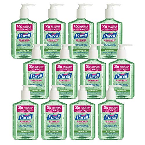 Purell جل مطهر اليدين المتقدم من PURELL مع الألوة فيرا وفيتامين E - زجاجة مضخة سعة 8 أونصات سائلة (عبوة من 12) - Image 1