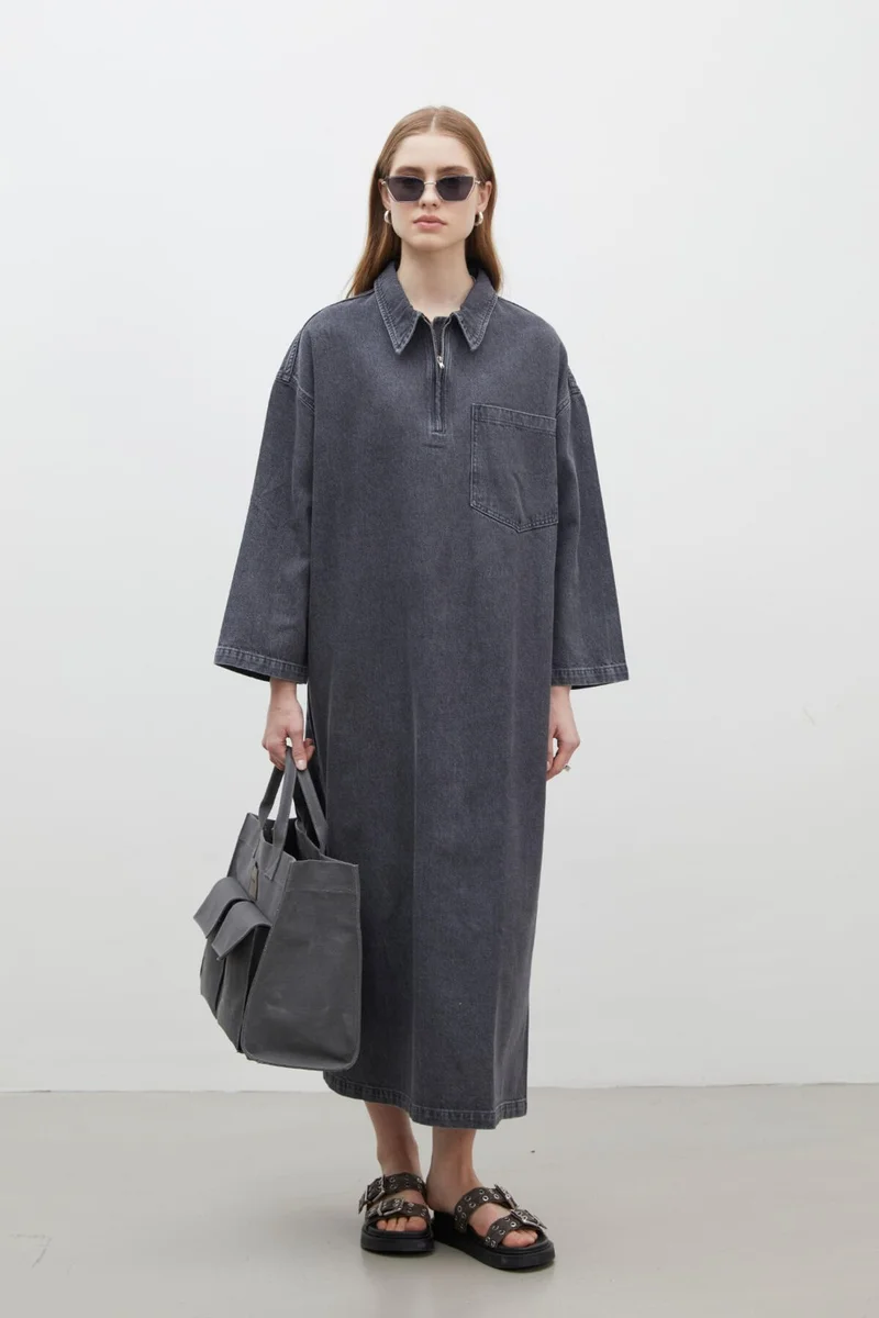 Manuka Denim Zip-Up Dress