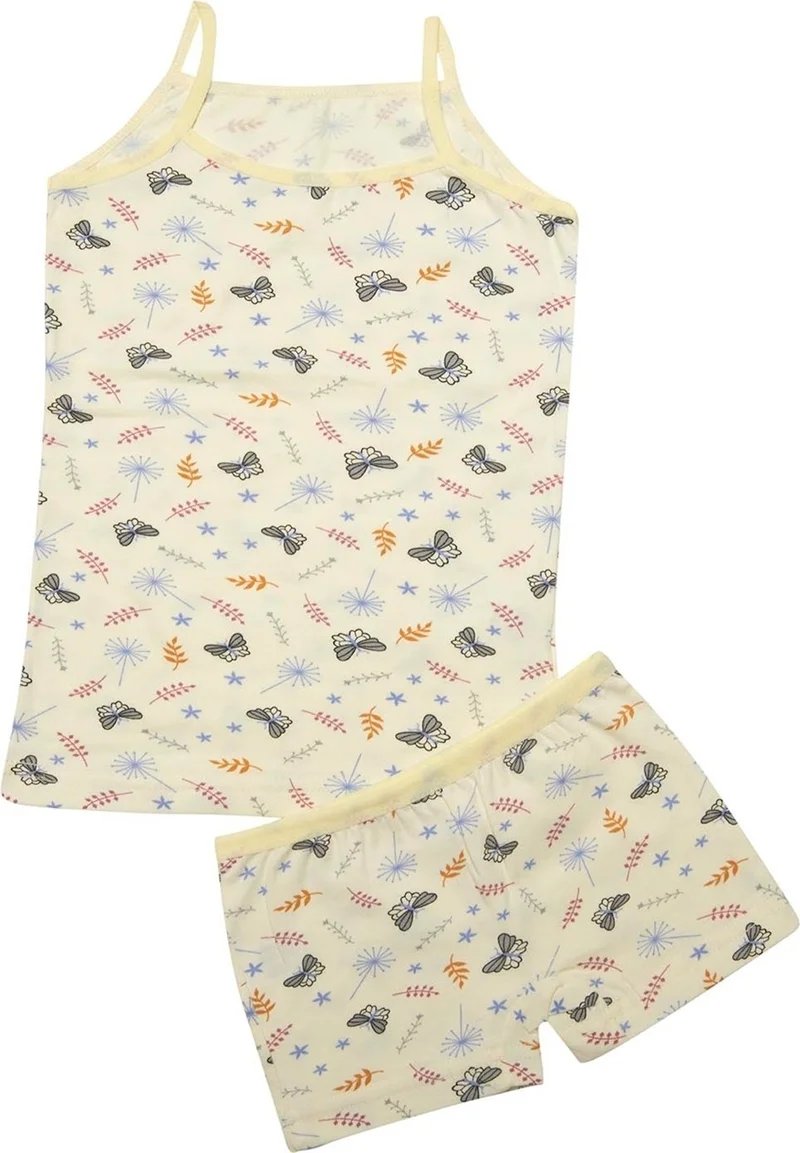 KOTA 3407x6 Girl 6-Piece Mixed Pattern Rope Suspender Undershirt Panties Set-Colorful