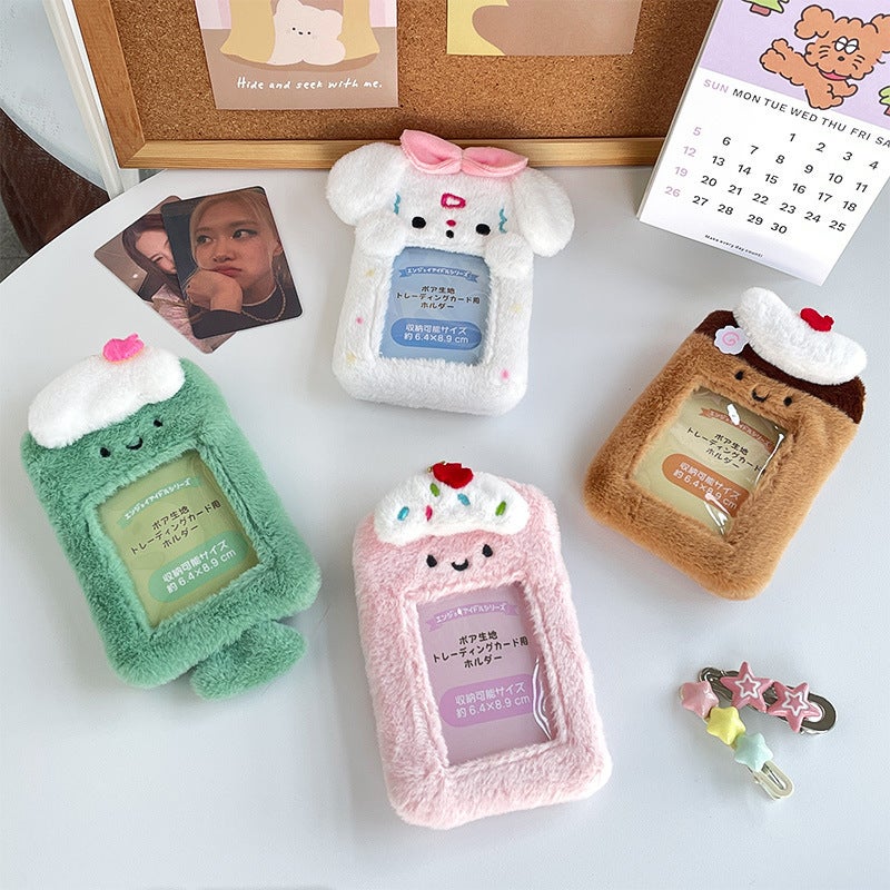 K-Style Cute Plush Dessert Food Card Holder Transparent Meal Card Bus Card Cosmetics Bag Idol Card Pendant - Image 2
