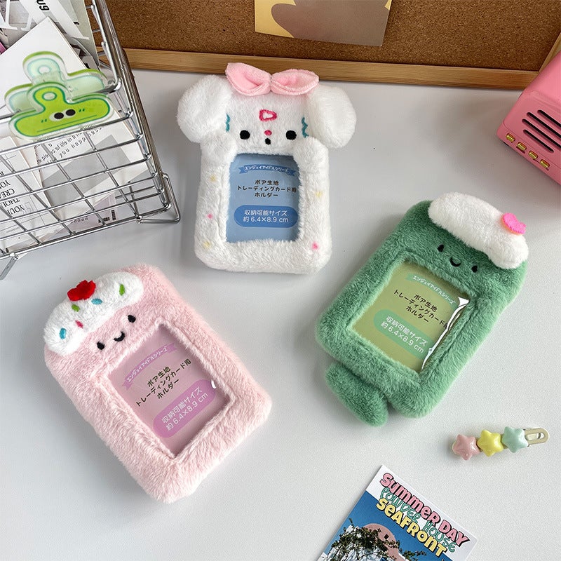 K-Style Cute Plush Dessert Food Card Holder Transparent Meal Card Bus Card Cosmetics Bag Idol Card Pendant - Image 4