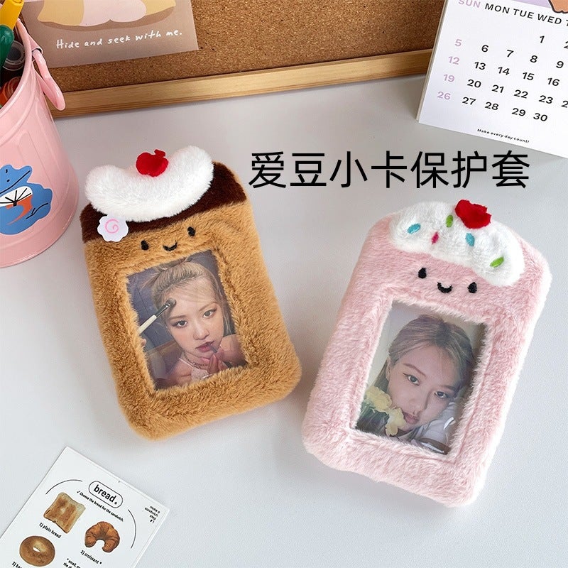 K-Style Cute Plush Dessert Food Card Holder Transparent Meal Card Bus Card Cosmetics Bag Idol Card Pendant - Image 3