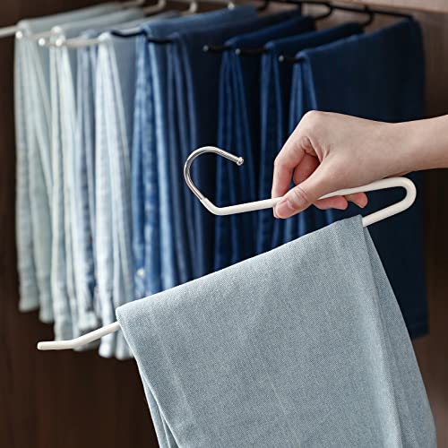 SHIMOYAMA Open Ended Pants Hangers, 5 Pack, Single Rod Trouser/Slack Hangers, Semi-Open Space-Saving Pant Hanger for Jeans, White - Image 1