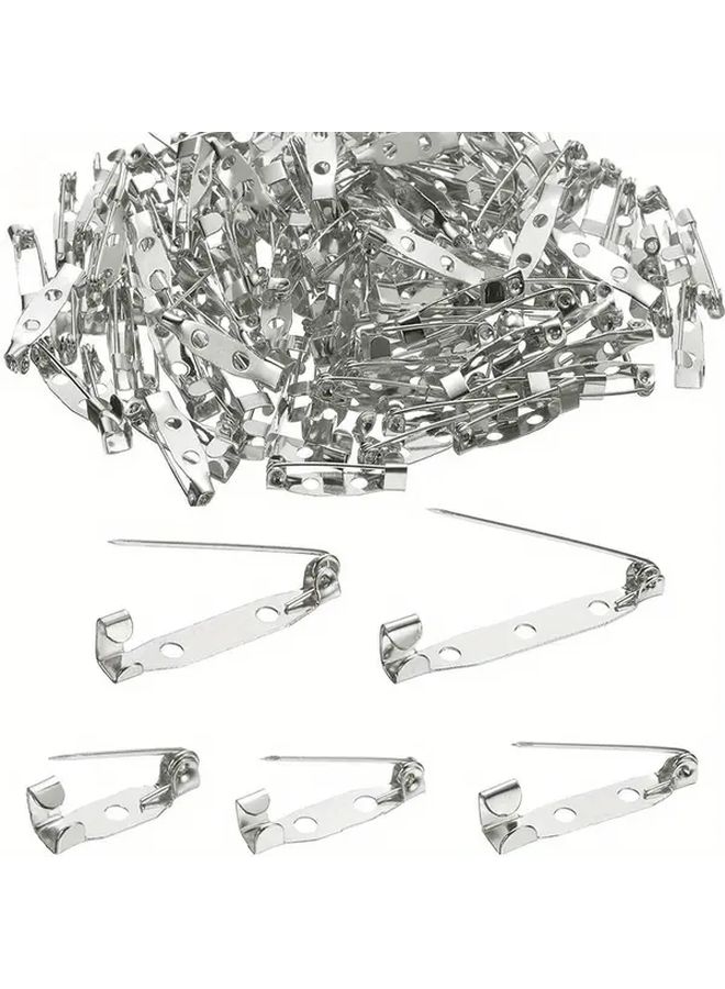 Steel Color 20mm 50 Pcs Iron Brooch Pin Backs Safety Locking Clasps - Image 1