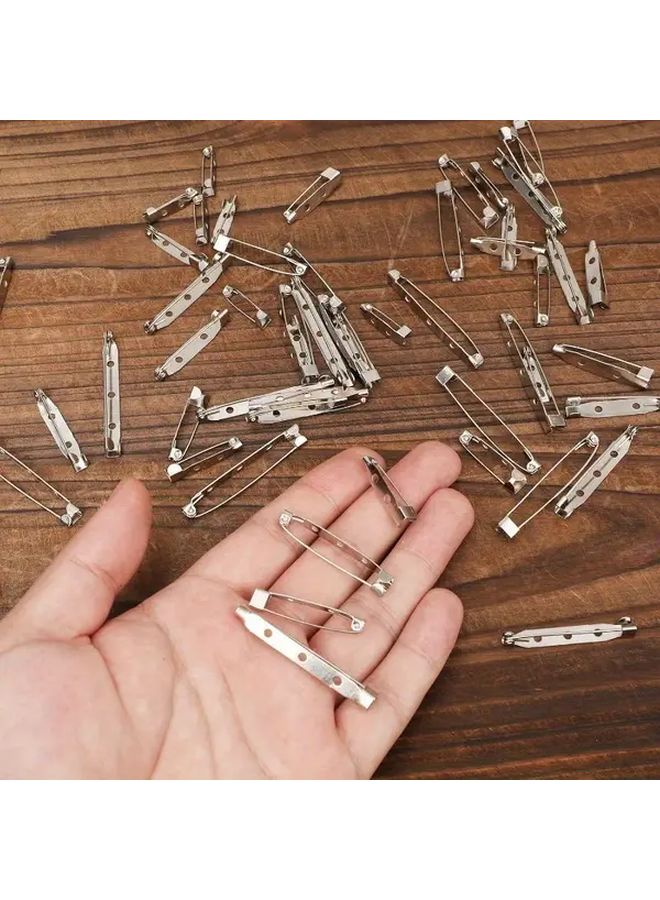 Steel Color 20mm 50 Pcs Iron Brooch Pin Backs Safety Locking Clasps - Image 5