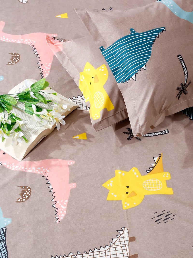 Modefe Brown Microfiber Cute Designer Print Double Bedsheet with 2 Pillowcovers 90x100 Inch - Image 5