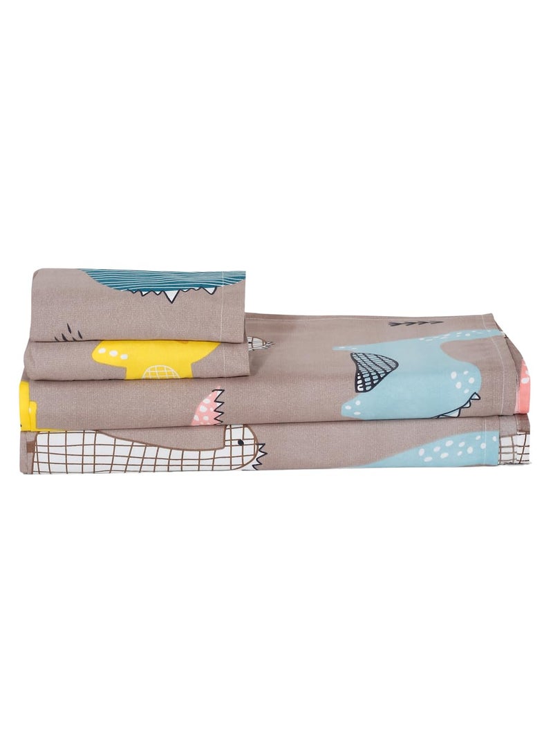 Modefe Brown Microfiber Cute Designer Print Double Bedsheet with 2 Pillowcovers 90x100 Inch - Image 4