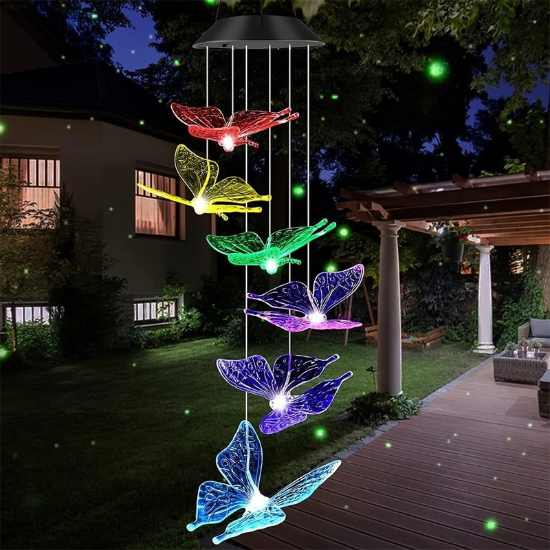 Evolluxi Evolluxi Solar Wind Chime Light Color Changing Crystal Solar Wind Chimes Outdoor Decoration Lights with Waterproof LED Solar Light for Garden Patio Holiday Deco Gift Butterfly Solar - Image 2