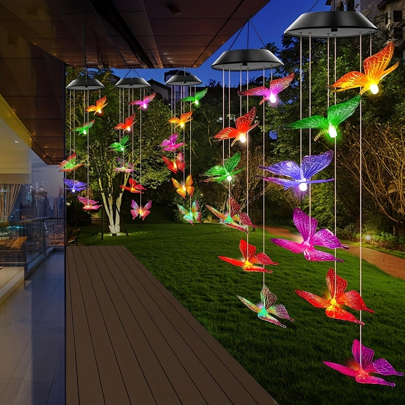 Evolluxi Evolluxi Solar Wind Chime Light Color Changing Crystal Solar Wind Chimes Outdoor Decoration Lights with Waterproof LED Solar Light for Garden Patio Holiday Deco Gift Butterfly Solar - Image 3